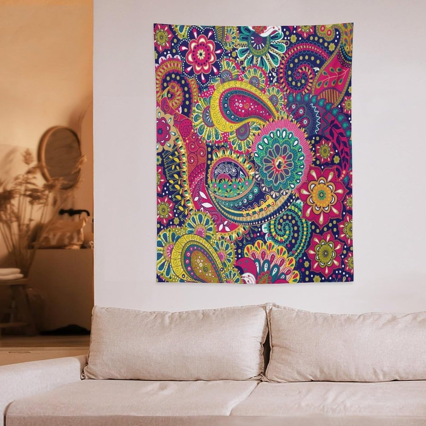 ICMOLYYENLO Tropical Green Plant Tapestry, Green Palm Leaves Natural Landscape Print Wall Tapestry for Bedroom Living Room Dormitory 60x60 Inch