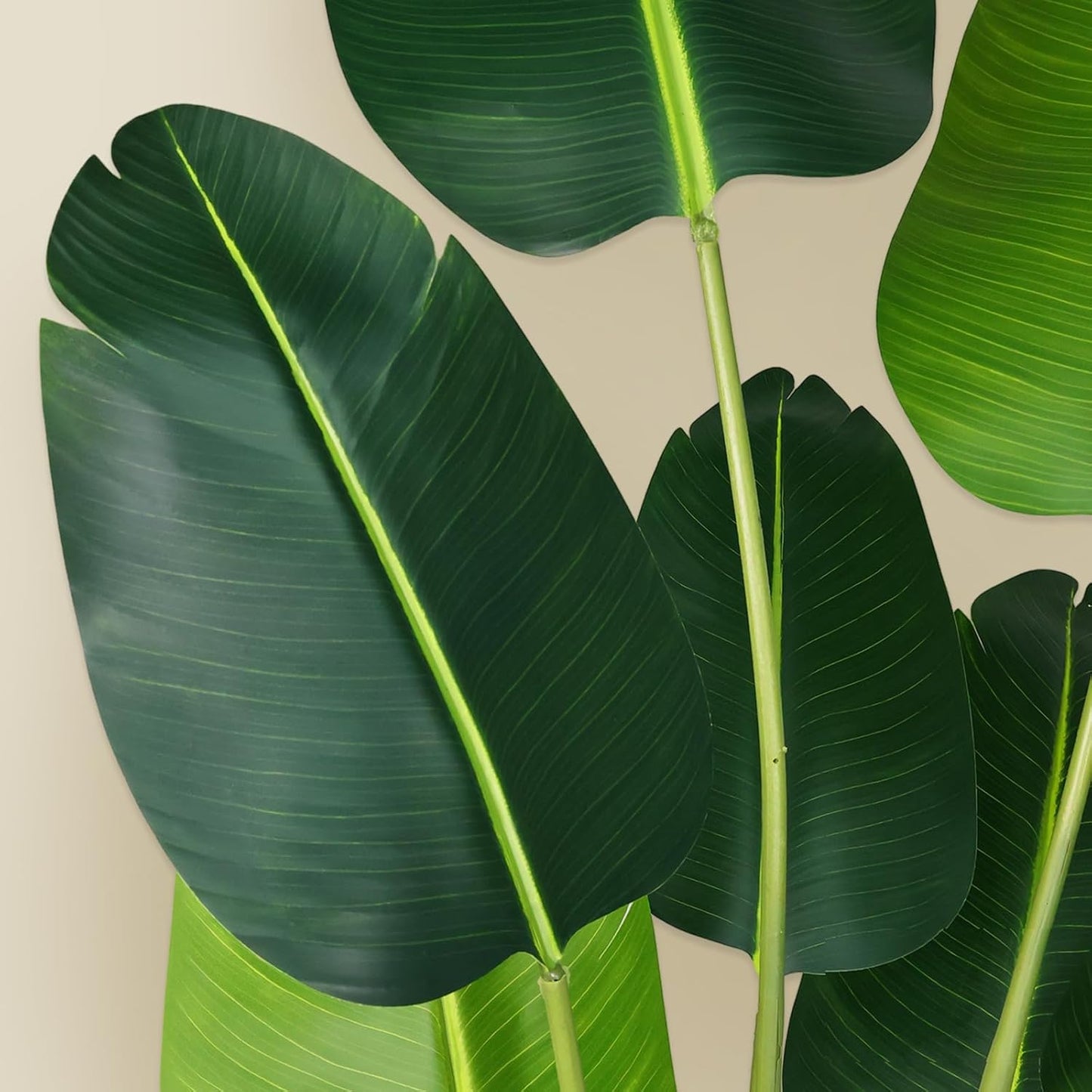 Artificial Bird of Paradise Plant 4Ft Fake Tropical Palm Tree with 8Trunks Faux Banana Leaf Trees in Pot for Home Indoor Outdoor Office Modern Decor Housewarming Gift（2Pcs）