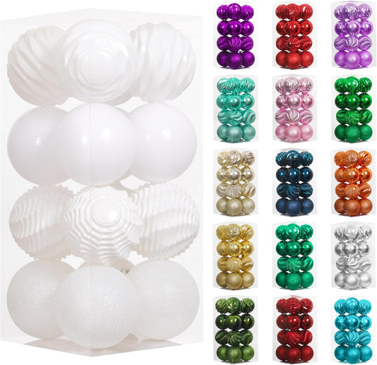 XmasExp 16ct Christmas Balls Ornaments - Shatterproof Large Hanging Ball Decorative Xmas Balls for Halloween Decorations Holiday Wedding Party Xmas Tree Decoration(3.15"/80mm, White)