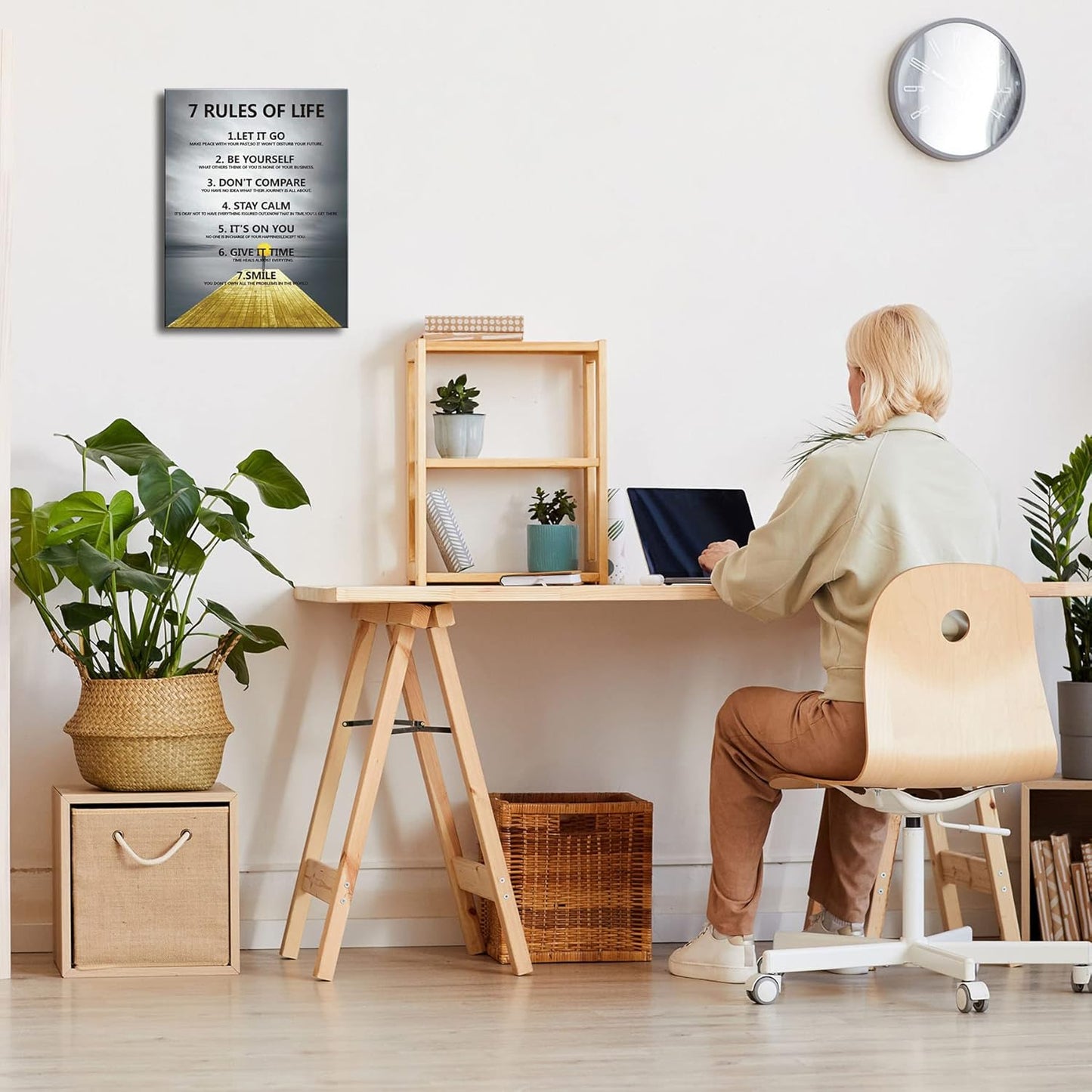 7 Rules of Life Motivational wall decor on canvas for classroom prints posters,inspirational wall art prints for home decor or home Positive for Office preppy room decor for Living Room A-253