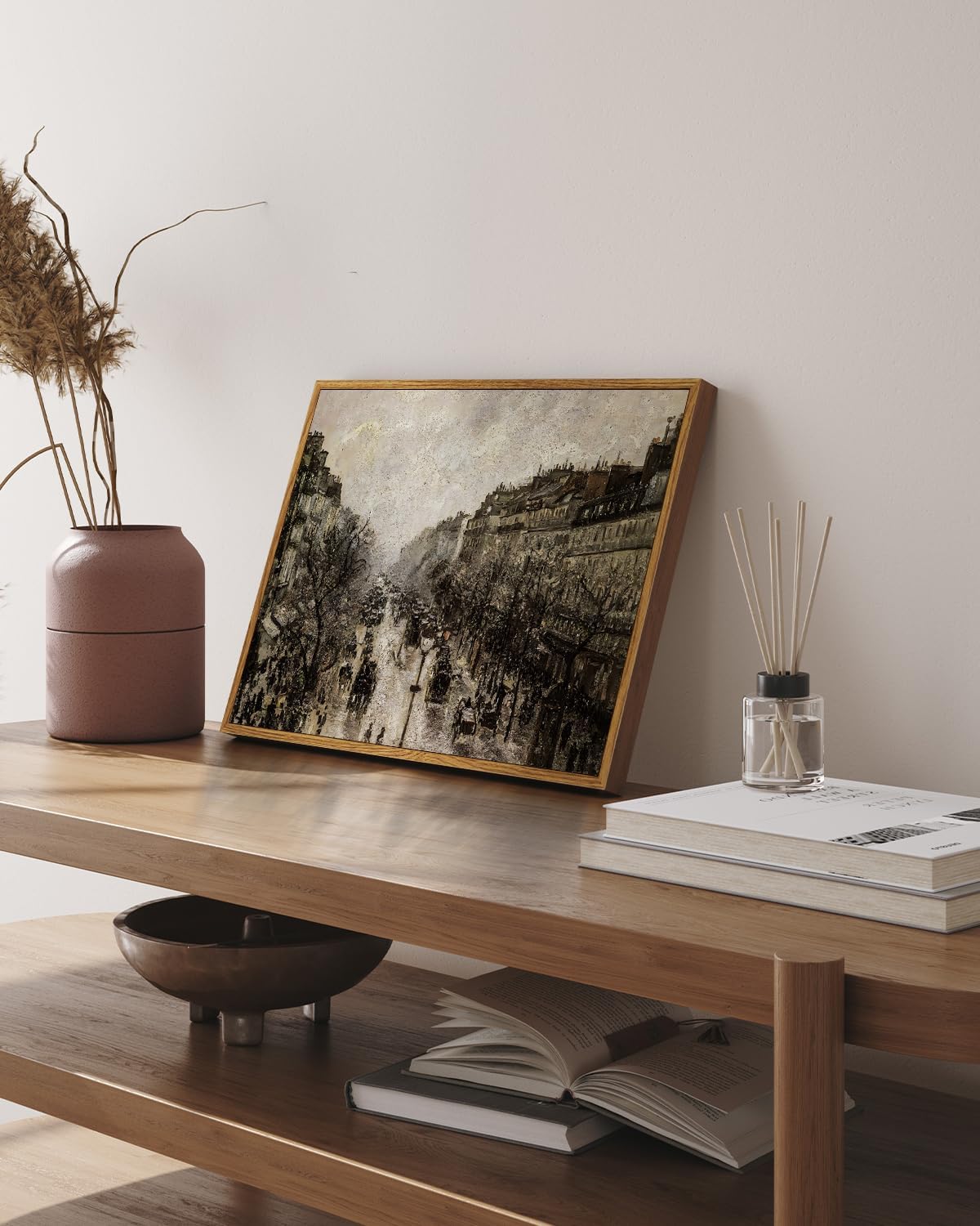 VIYYIEA Framed Canvas Wall Art Home Decor for Living Room Classical Cityscape Artwork Wall Decorations Vintage Oil Painting Prints Parisian Street Wall Decor Bathroom Wall Pictures Farmhouse 12x16in