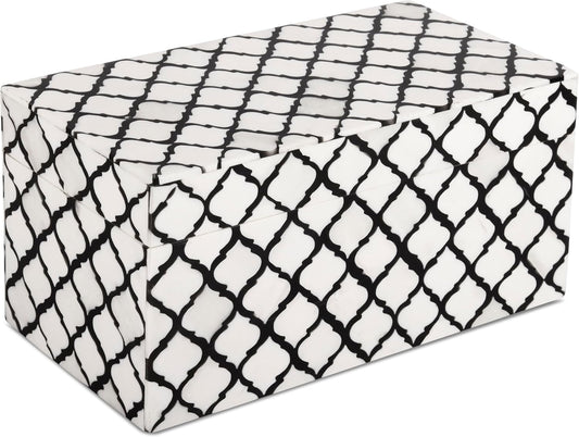 Handicrafts Home Handmade Moroccan Pattern Inspired Decorative Box - Large Storage Organizer for Neck Chains, Watches, Memory Keepsakes - Boho Style Treasure Box, Multipurpose Gift - B&w, 10x5x5