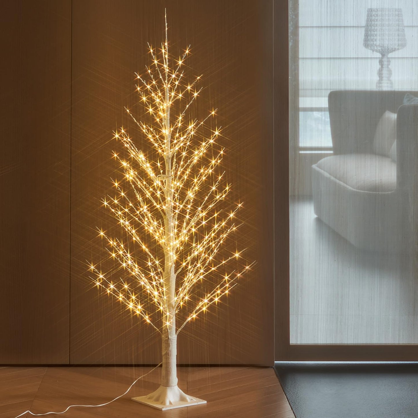 Fudios Lighted White Tree Willow 4FT 450 LED Fairy Lights, Christmas Artificial Tree Lights Plug in for Indoor Outdoor Holiday Decoration