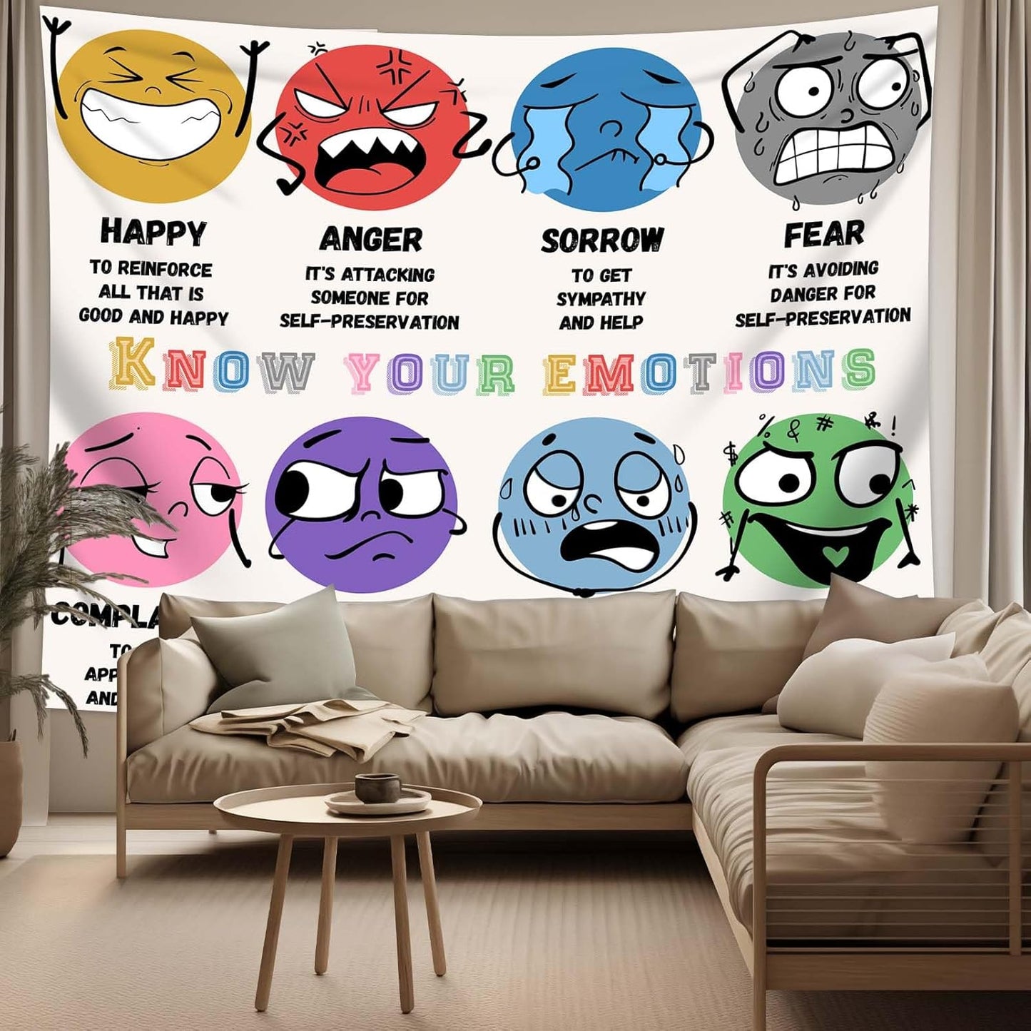 dueeia Mental Health Therapy Tapestry Wall Hanging Counseling Office Classroom Inspirational Motivational Tapestries for School Bedroom Living Room Wall Decor (59.1"x51.2")