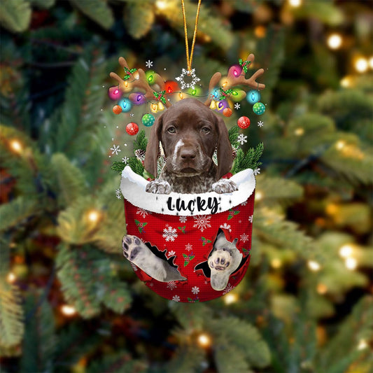 German Shorthaired Pointer Dog Christmas Ornament, German Shorthaired Pointer in Snow Pocket Christmas Tree Ornament, Dog Lovers Gift Idea Xmas Decor, Christmas Ornament Gift for Dog Lovers