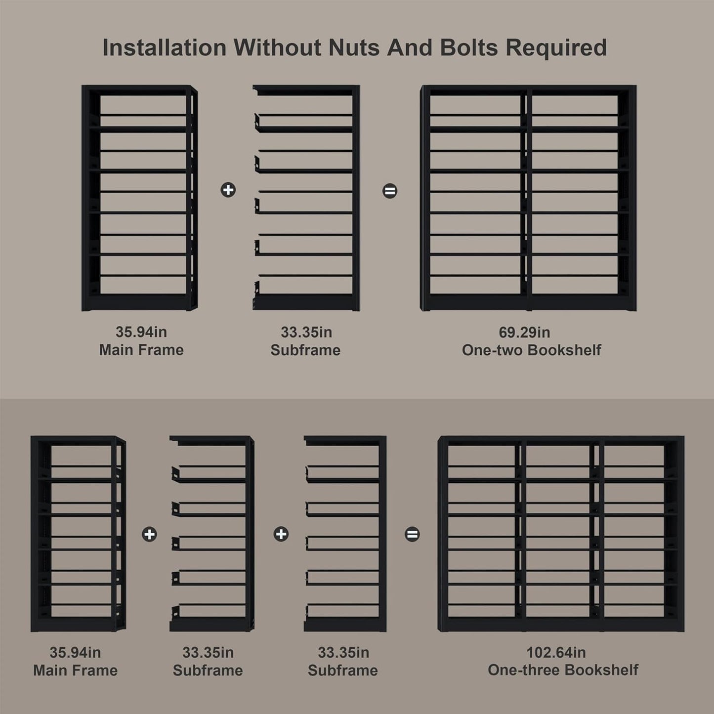 5-Tier Industrial Bookshelf, Black Bookcases and Bookshelves,Tall Metal Bookshelf Storage Organizer,Freestanding Book Shelf for Living Room,Home Office (Black, Shelf-2)