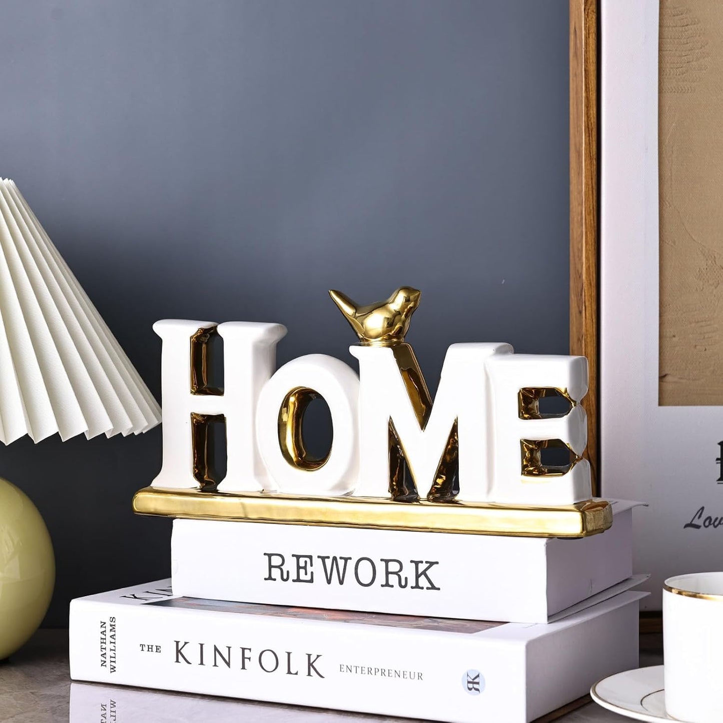 XMGZQ White and Gold Decor for Living Room Bedroom Bookshelf Coffe Table, Home Sign Aesthetic Statues Boho Wedding Accents Decorations, Knick Knacks Home Decor for Shelves,Living Room,Bedroom,Desktop