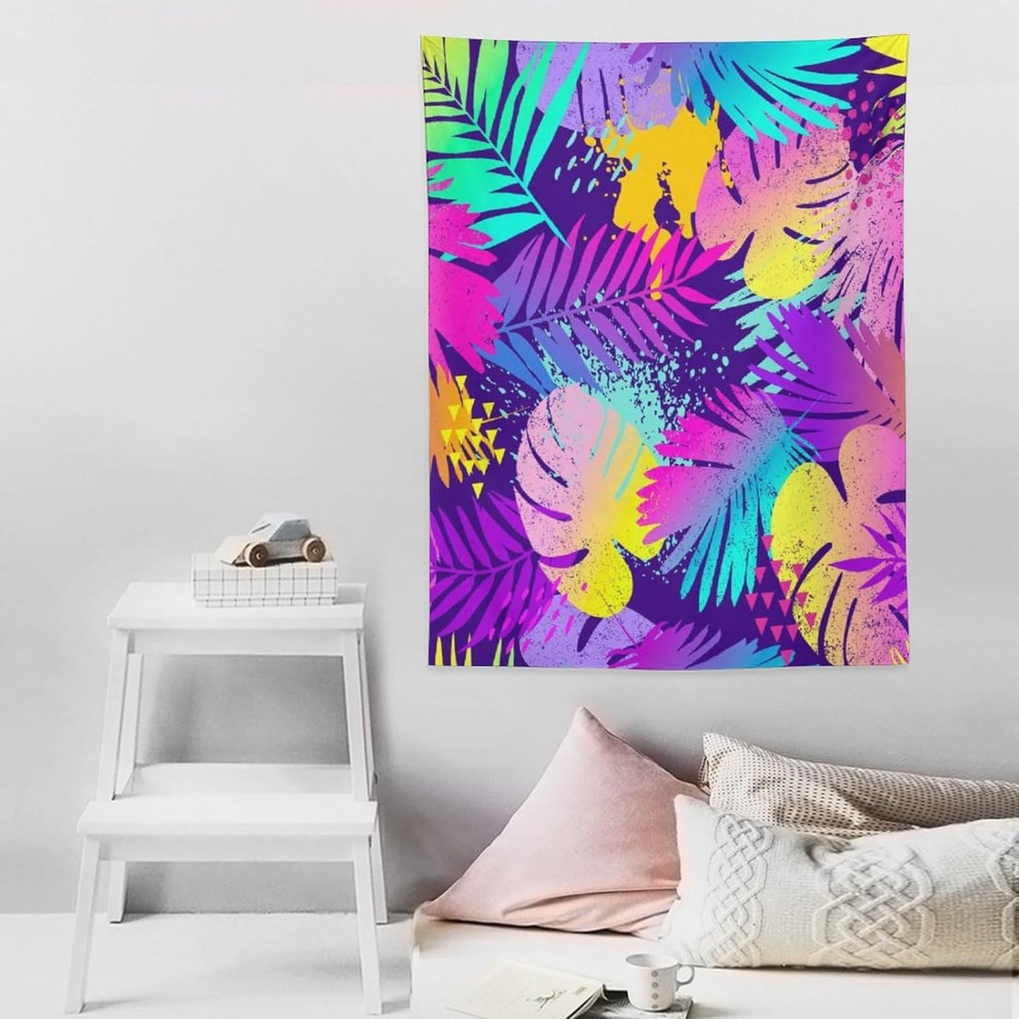 ICMOLYYENLO Palm Leaf Tapestry Wall Hanging, Tropical Leaves Plant Jungle Green Hawaiian Art Home Decor for Guest Bedroom Living Room Dormitory 60x80