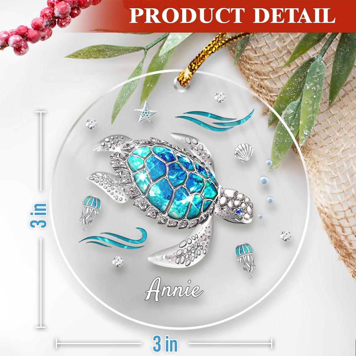 Personalized Photo Ornament for Couple - Custom Acrylic Round Keepsake Gifts with Picture for Wife, Husband, Grandparents