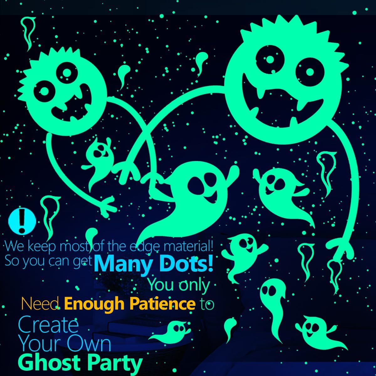 Halloween Decorations Indoor Decor - Glow in The Dark Spider w/Ghost Decor Stickers - Halloween Wall Decorations Stickers for Room Decor Haunted Mansion Decor for Kids Room