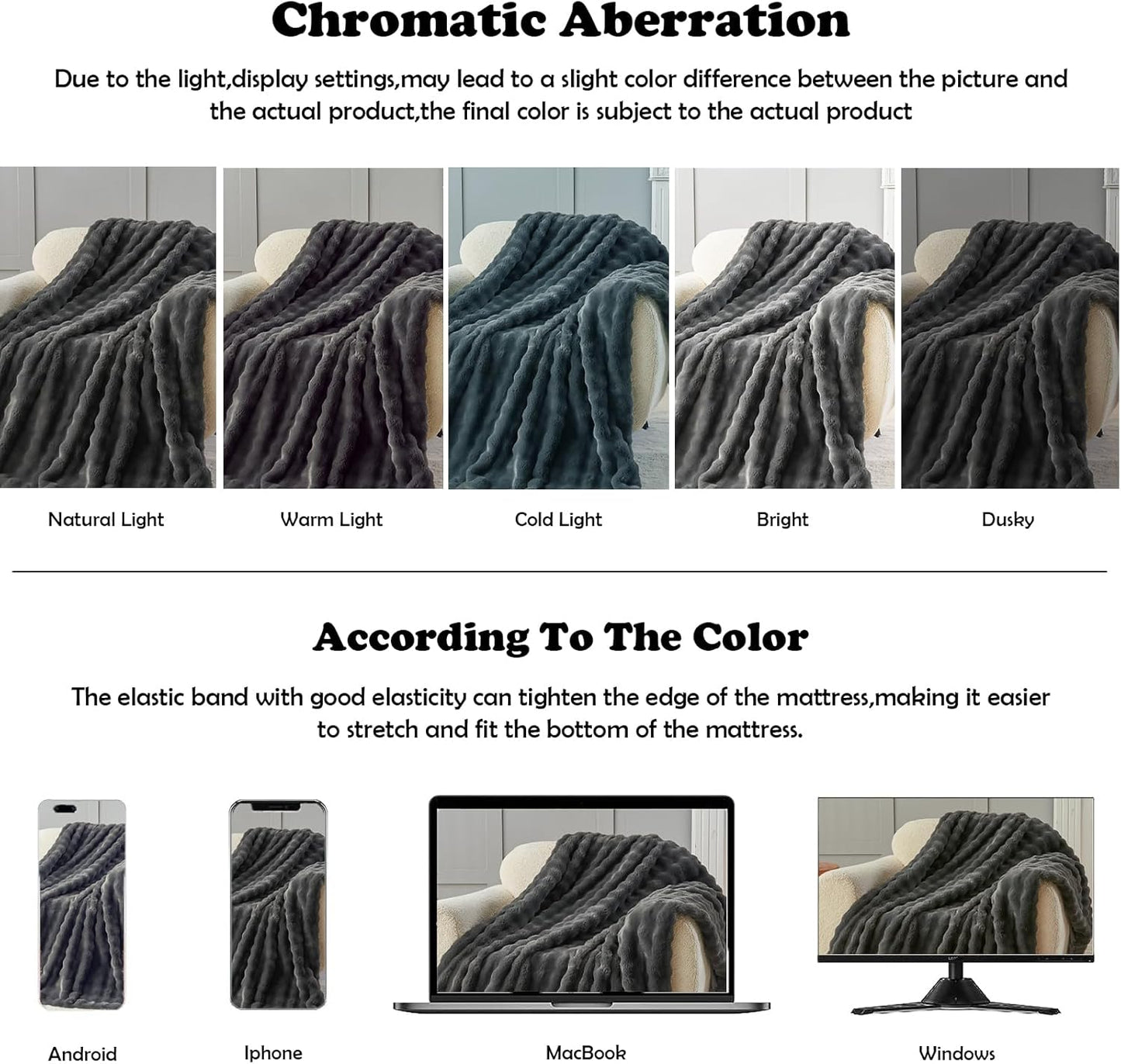 NEWCOSPLAY Faux Fur Throw Blanket Grey Bubble Blanket Thick Warm Soft for Couch Sofa Bed 550GSM (Grey, Throw(50"x60"))