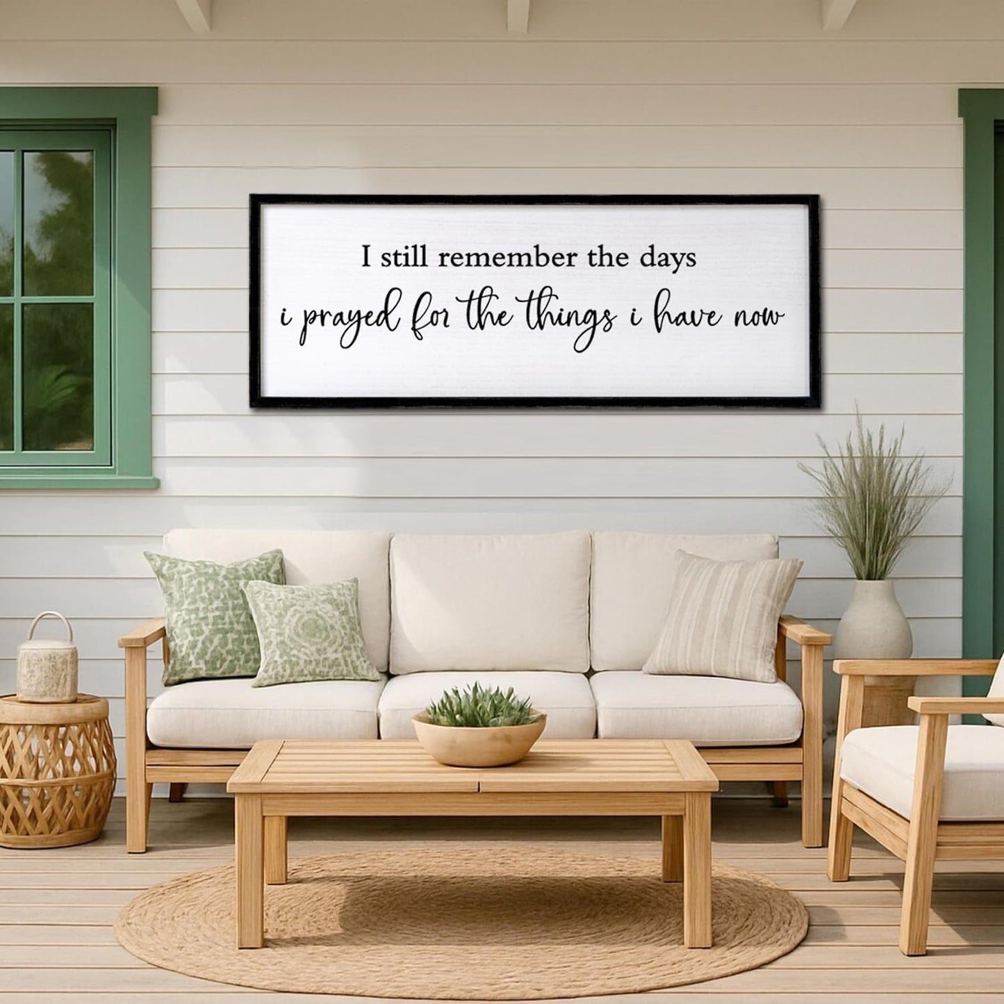 I Still Remember the Days I Prayed for the Things I Have Now quote Sign Framed Wall Art, 40''×15'' Rustic Horizontal I Prayed Plaque, Long I Still Remember the Days Wood Sign Wall Decor