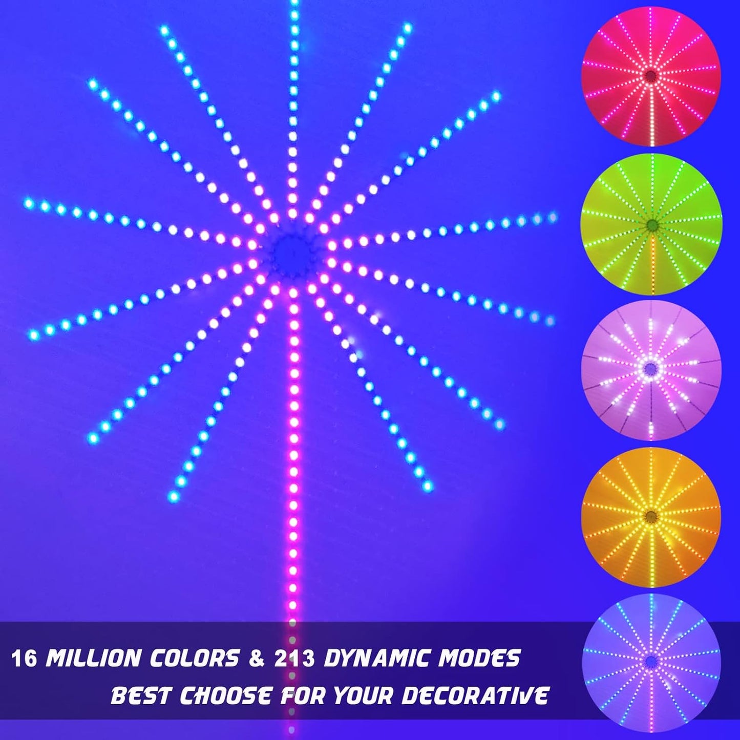 Firework LED Lights, 14pcs Firework LED Strip Lights, DC 5V Smart RGBIC Dream Color Changing Fireworks Lights, APP and Remote Control, Music Sound Sync Strip Light for Bedroom, Party, Festival