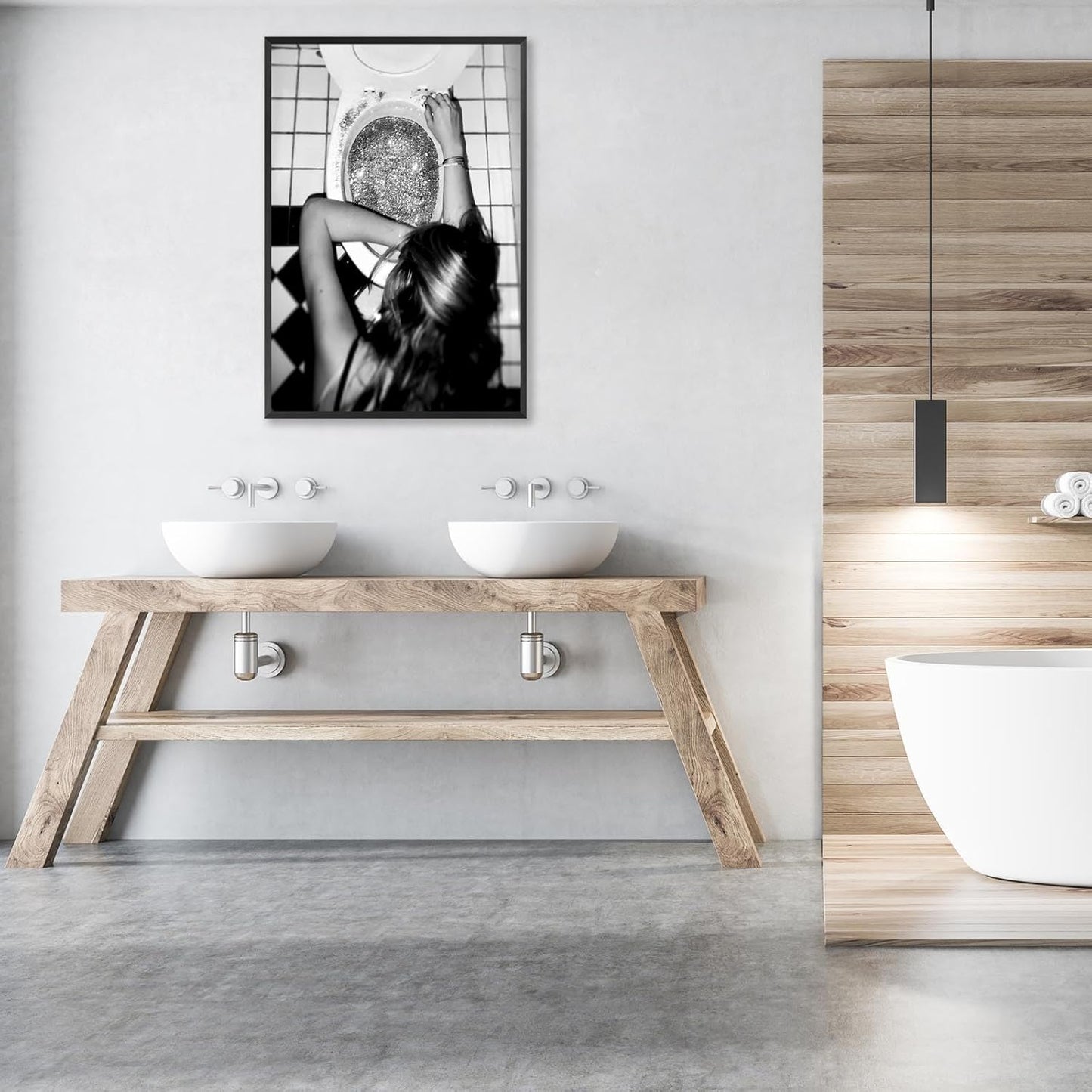 Funny Bathroom Wall Art Black and White posters Bar Disco Party prints painting Girls Bathroom Canvas wall art Funky aesthetics Teen Girl Bedroom wall decor for 12x16in Framed