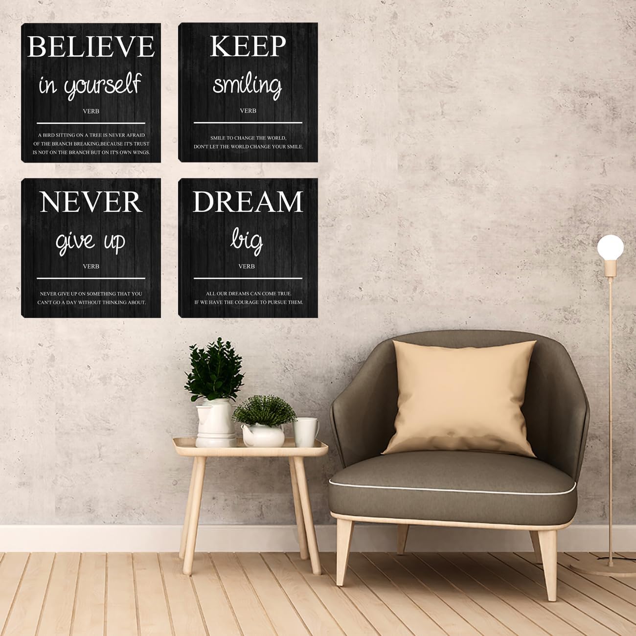 Inspirational Wall Art Office Decor, Motivational Wall Art Positive Painting Picture Quotes Prints Wall Decor for Bedroom,Living Room,Office,Classroom,Company Framed Artwork Ready to Hang 16”X16”X4