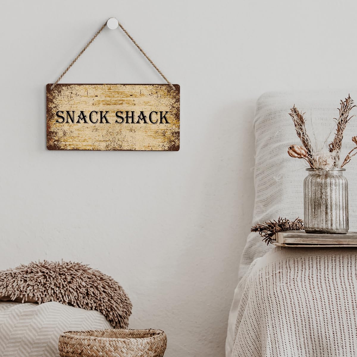 SENJIAN Rustic Snack Shack Wood Decor Sign, Retro Snack Shack Printed Wood Sign Wall Art, Hanging Door Sign, Decorative Wood Sign Home Decor 12" x 6"
