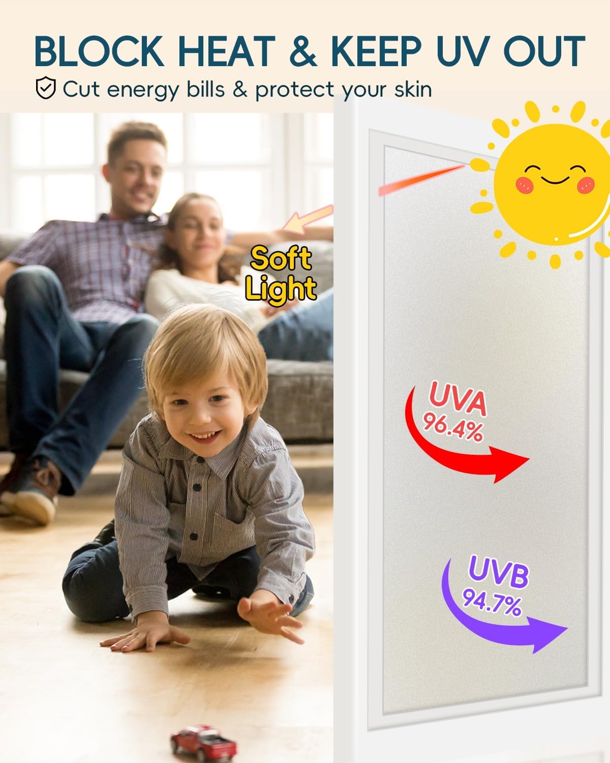 Frosted Glass Window Privacy Film Decorative with Tools, 2 Way Frosting Privacy Film for Home, Static Cling Tint for Home Anti-UV, Covering Clings 35.4" by 78.74"