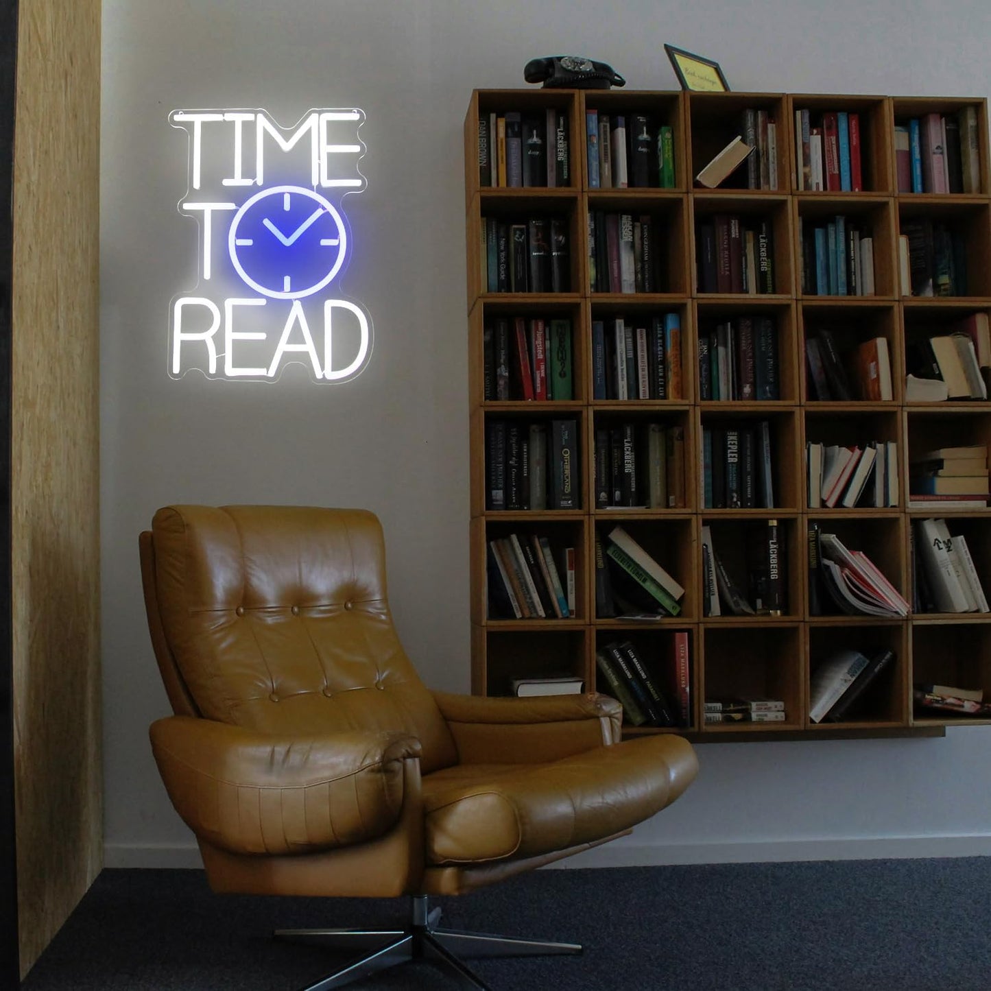 Time To Read Neon Sign Read Books Neon Light White Letter LED Signs Blue Clock Neon Read Light Up Sign for Bedroom Classroom Library Reading Corner Bookstore Decor
