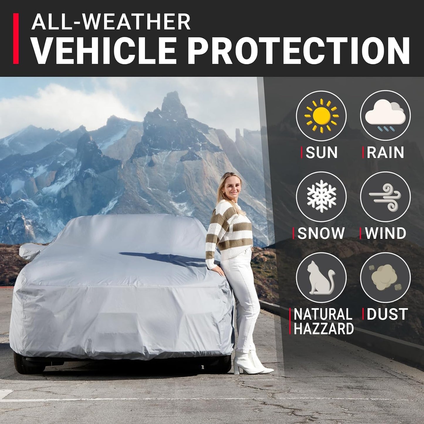 iCarCover Custom Car Cover for Jaguar XJS, Waterproof All-Weather Rain Snow UV Sun Protector Full Exterior Indoor Outdoor Car Cover with Strap (Year Fits 1975-1996)