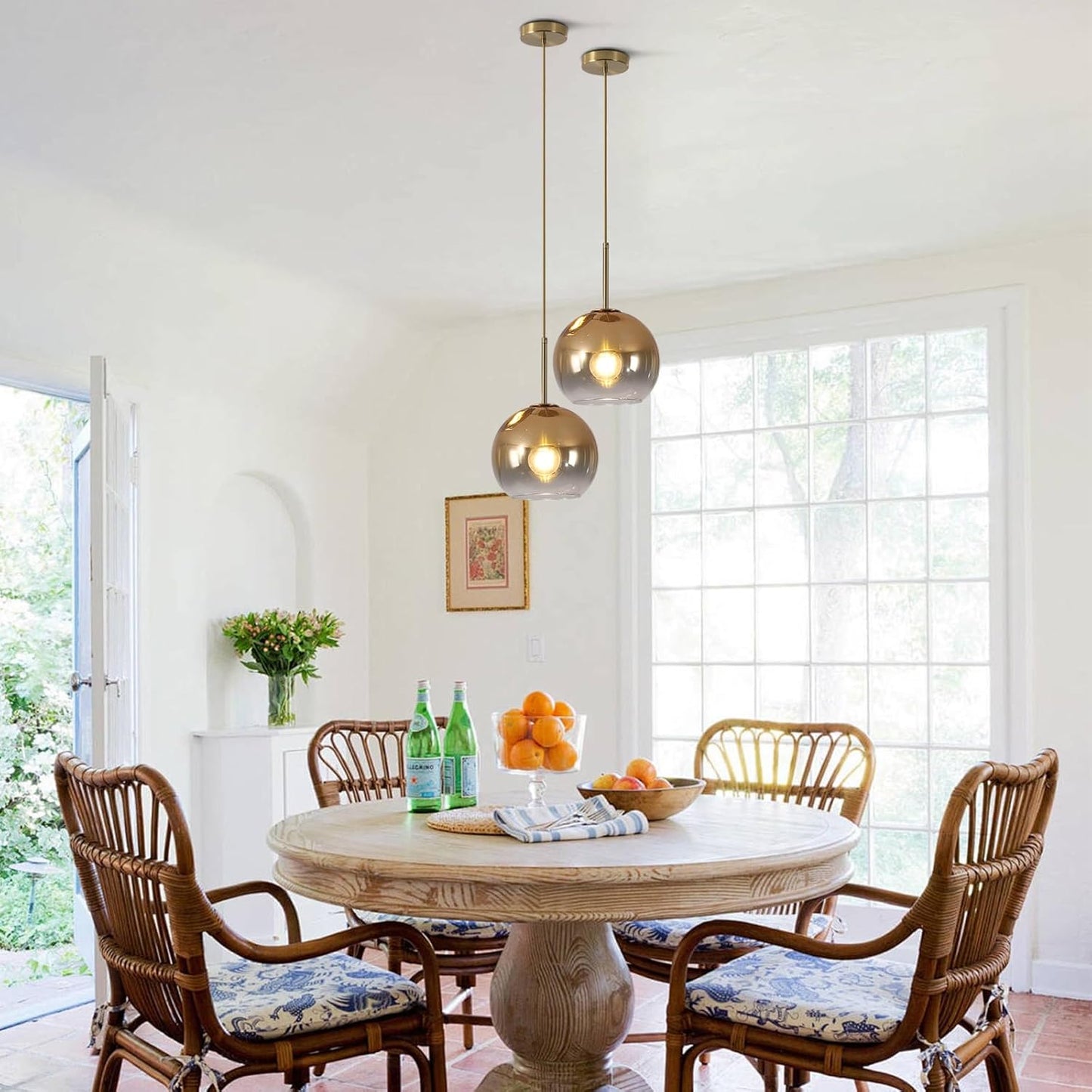 KCO Lighting 1-Light Modern Glass Pendant Lights Large Gold Globe Pendant Light Mid Century Single Pendant Light Kitchen Island Dining Room Lighting Fixtures Ceiling Hanging