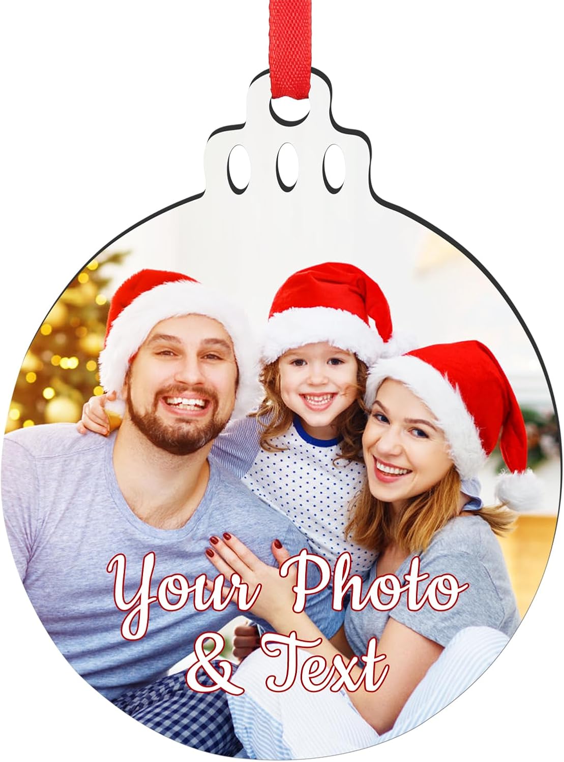 Personalized Christmas Ornaments 2025, Wood Custom Photo Text Hanging Ornament Customized Christmas Tree Decorations Gift for Family, Kids, Friends, Couples, Wedding