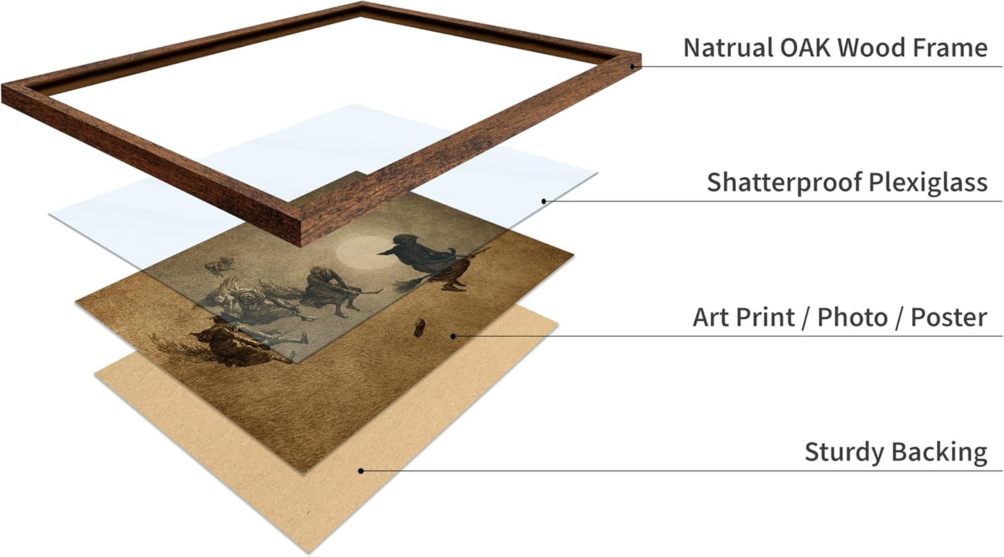 Poster Master Vintage William Holbrook Beard Poster - Retro Occult Print - Gift for Gothic, Horror Fan - The Witches Ride, Pagan, Goth, Magic - Wall Decor for Bedroom, Dorm, 11x14 Brown Framed