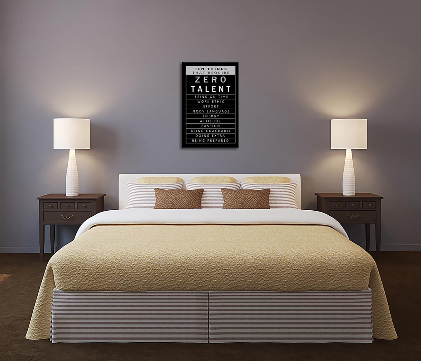 Ten Things That Require Zero Talent Inspirational Canvas Wall Art Painting Motivational Quotes Success Positive Posters Prints Artwork Modern Home Living Room Office Decor Framed[24" W x 36" H]