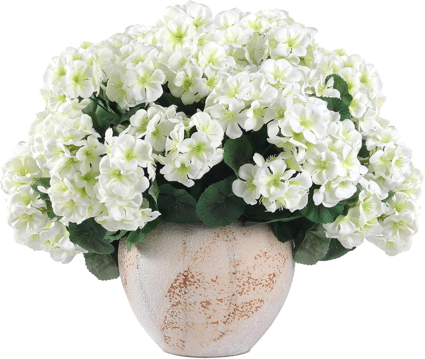 Hananona 12 Pcs Artificial Geranium Flowers for Outdoors Geranium Silk White Flower Outdoor UV Resistant Garden Plants Faux Flowers for Home Kitchen WeddingTable Centerpieces Decor (12, White)