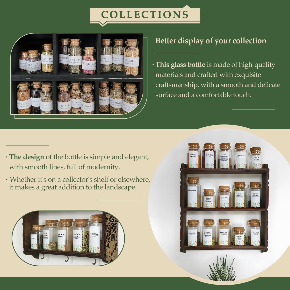 JIUYUE 15 pcs 50 ml Glass Bottle with Cork,Jars with Cork Lids(1.7 oz-1.85x1.96 inch)