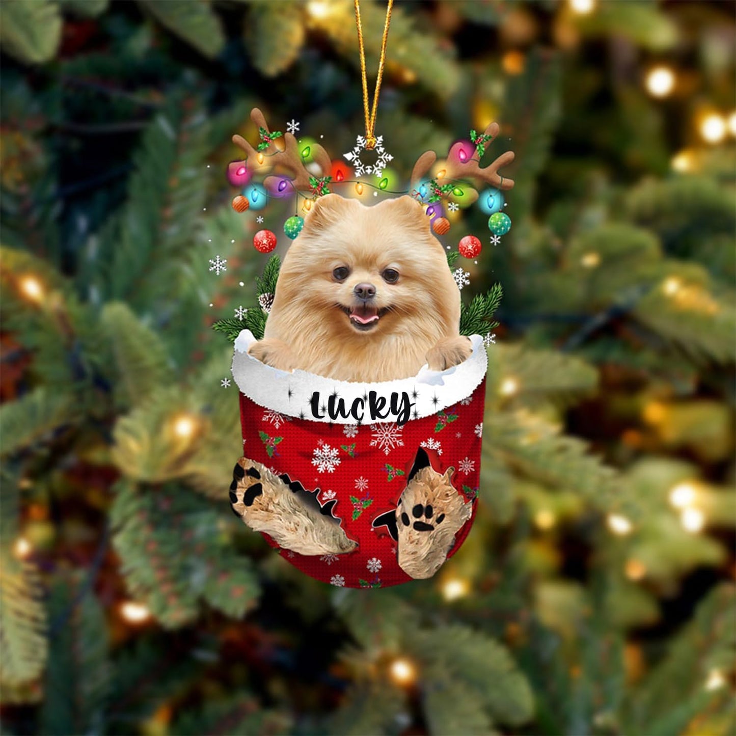 Cream Pomeranian Christmas Tree Ornament - Dog Lovers Gift Idea, Xmas Decor for Tree