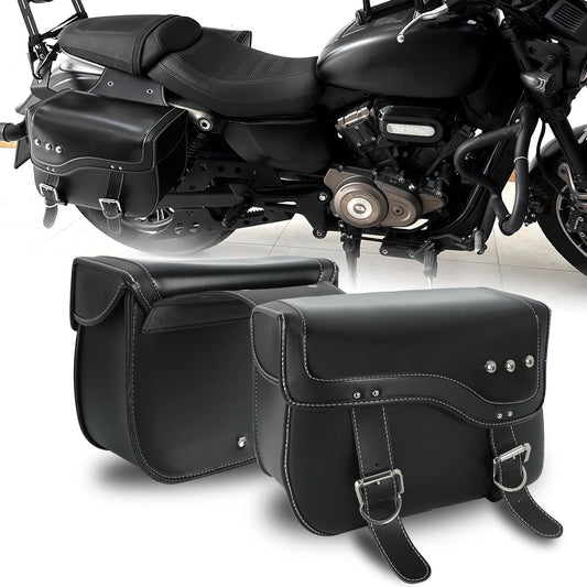 SUNPIE Motorcycle Saddlebags - Universal Leather Motorcycle Luggage Bag Waterproof Motorcycles Saddle bag with Large Capacity for Sportster Softail Shadow Dyna V-star