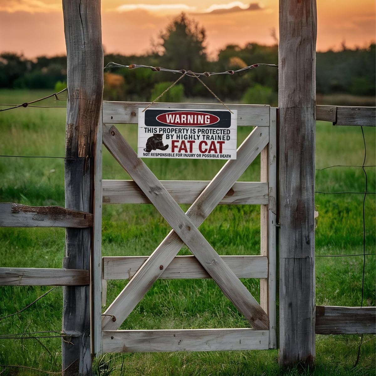 Funny Warning Signs, The Property is Protected By Highly Trained Fat Cat Sign, Decorative Wood Hanging Wood Plaque, Cute Cat Door Sign, Cat Owner Home Decor, Front Door Decor for Porch