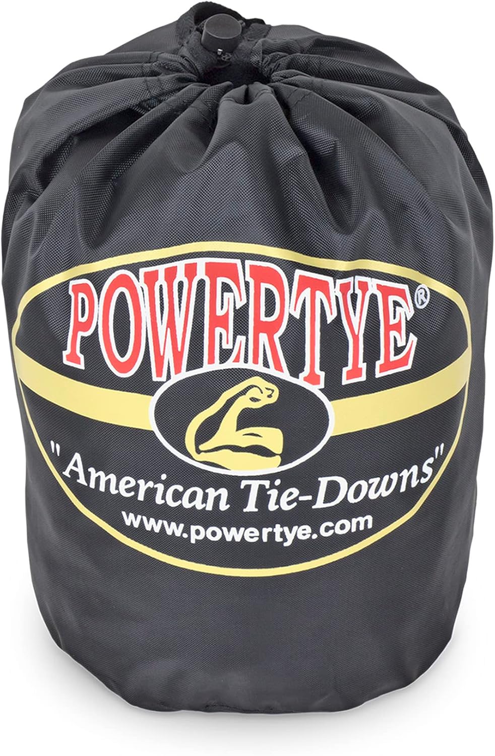 PowerTye - Made in USA - Heavy Duty Ratchet Tie Down Straps with Carabiner Hooks, Soft-Tye & Storage Bag, for Motorcycle, ATV, Trailer & Cargo, 1,000 lb WLL, 1.5 inch x 6.5ft Long, Silver/Black (pair)