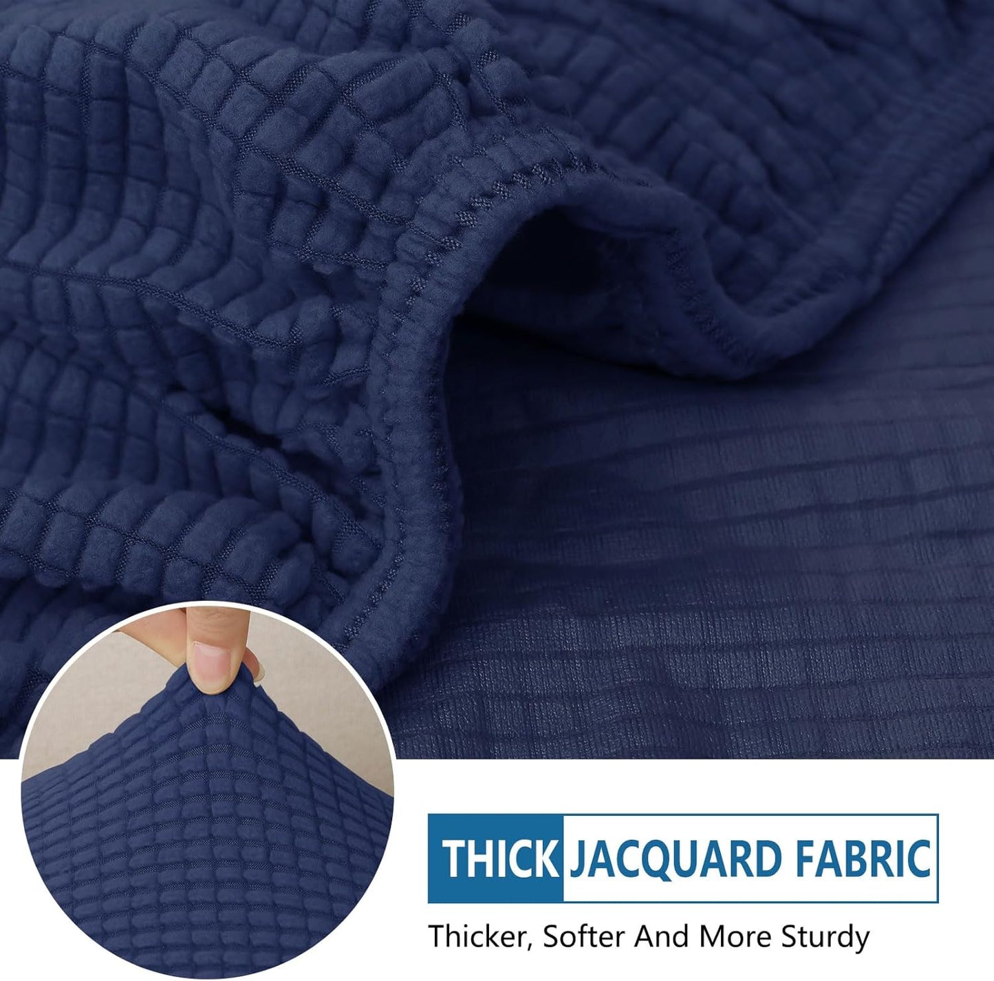 hyha Waterproof Couch Cushion Covers for Pets, Non Slip Sofa Seat Cover for Dogs Washable, Soft Thick Stretch Jacquard Fabric, Sofa Slipcovers with Elastic Bottom (1 Piece for Medium, Navy)