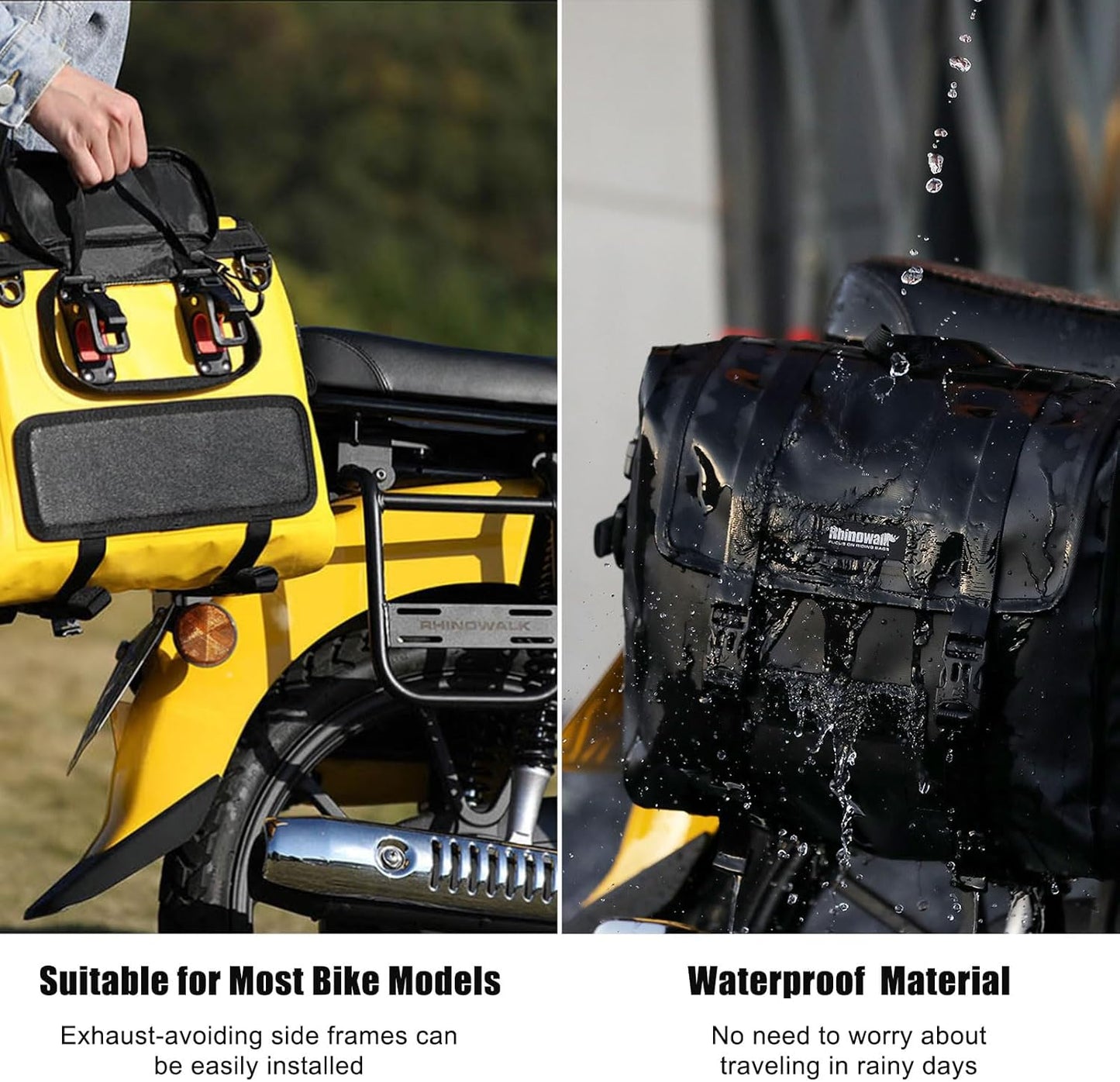 HUNTVP Motorcycle Saddlebags 15L Saddle Bags Motorcycles Single Side Pannier Bag Waterproof Motorcycle Tail Bag Portable Multifunctional Shoulder Bag (Yellow)