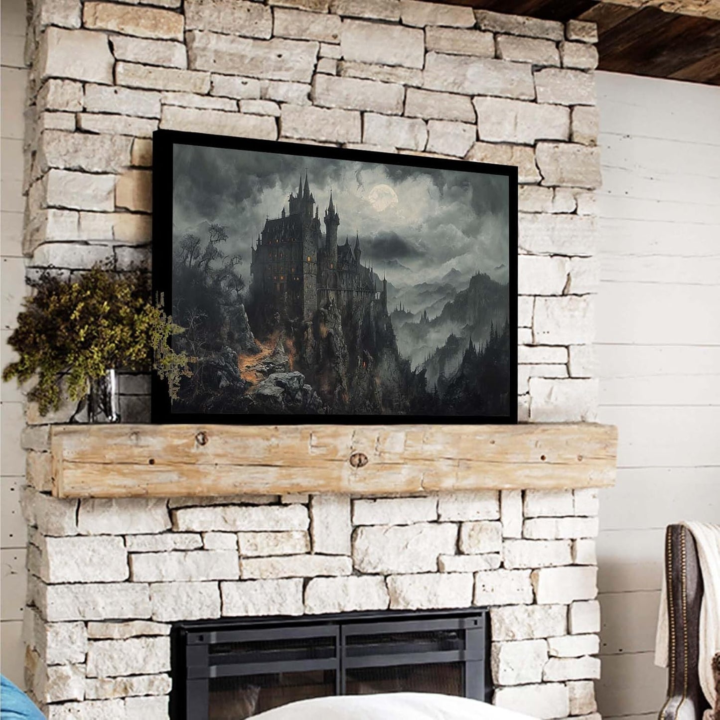 JFHCQJPK Vintage Castle Poster Dark Academy Victorian Gothic Castle Wall Art Poster Moody Mystical Art Print Suitable for Home Living Room Bedroom16x24in Metal blackFramed