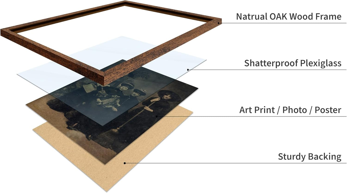 Poster Master Vintage Photograph Poster - Retro Halloween Print - Gift for Artist, Friend - Four Witches Wearing Robes, Sabbath, Coven, Sorcery - Wall Decor for Home, Office, 8x10 Brown Framed