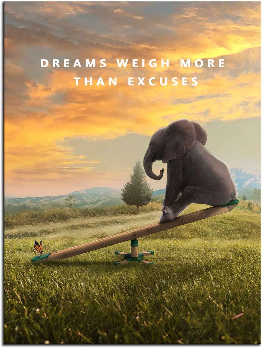 Motivational Canvas Wall Art Inspirational Poster Inspiring Quote Dreams Weigh More Than Excuses Picture Home Office Decor Painting Framed and Stretched Ready to Hang [30''W x 40''H]