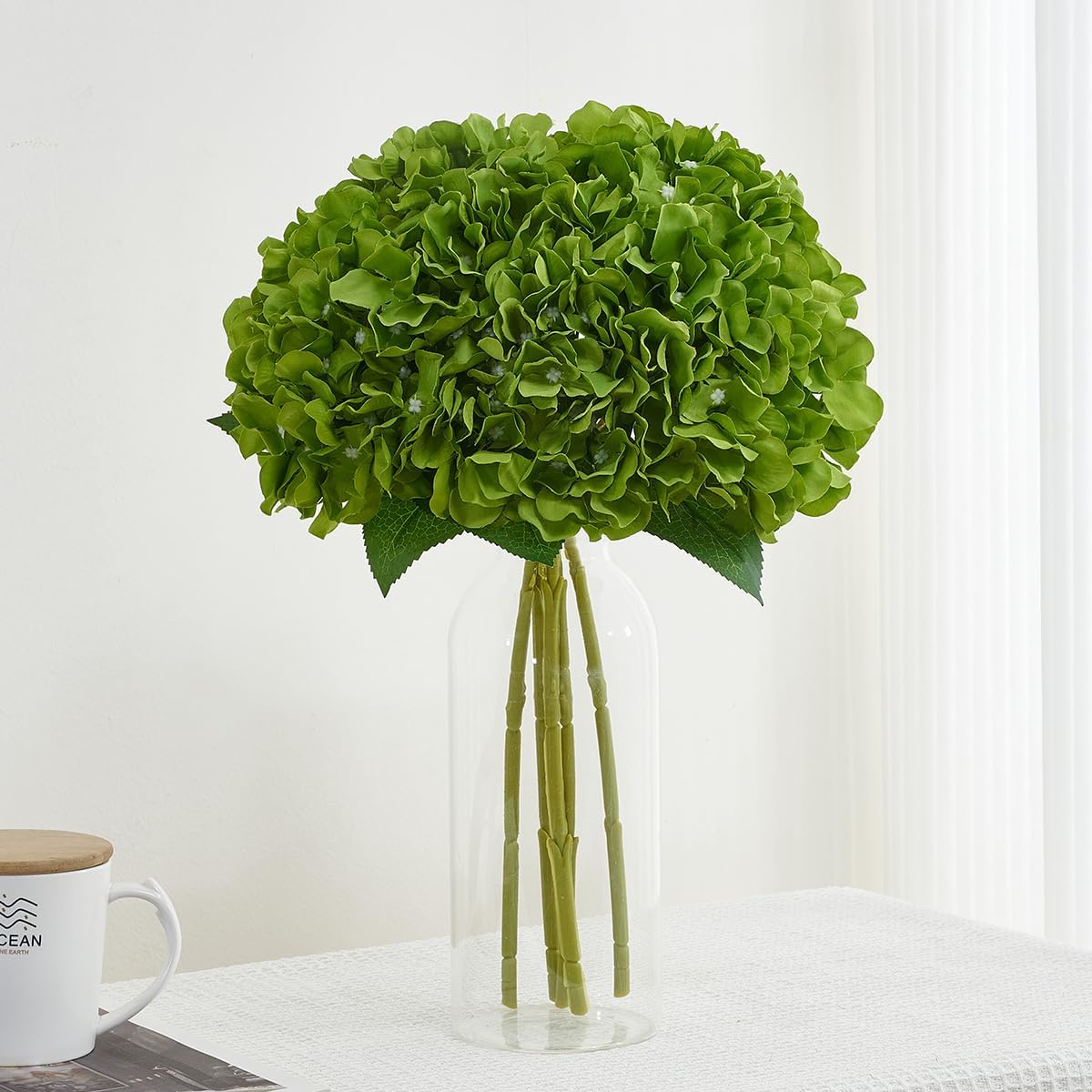 8pcs Fake Flowers Silk Hydrangea Artificial Flowers Bouquets Faux Hydrangea Stems for Home Table Centerpieces Wedding Party Decoration