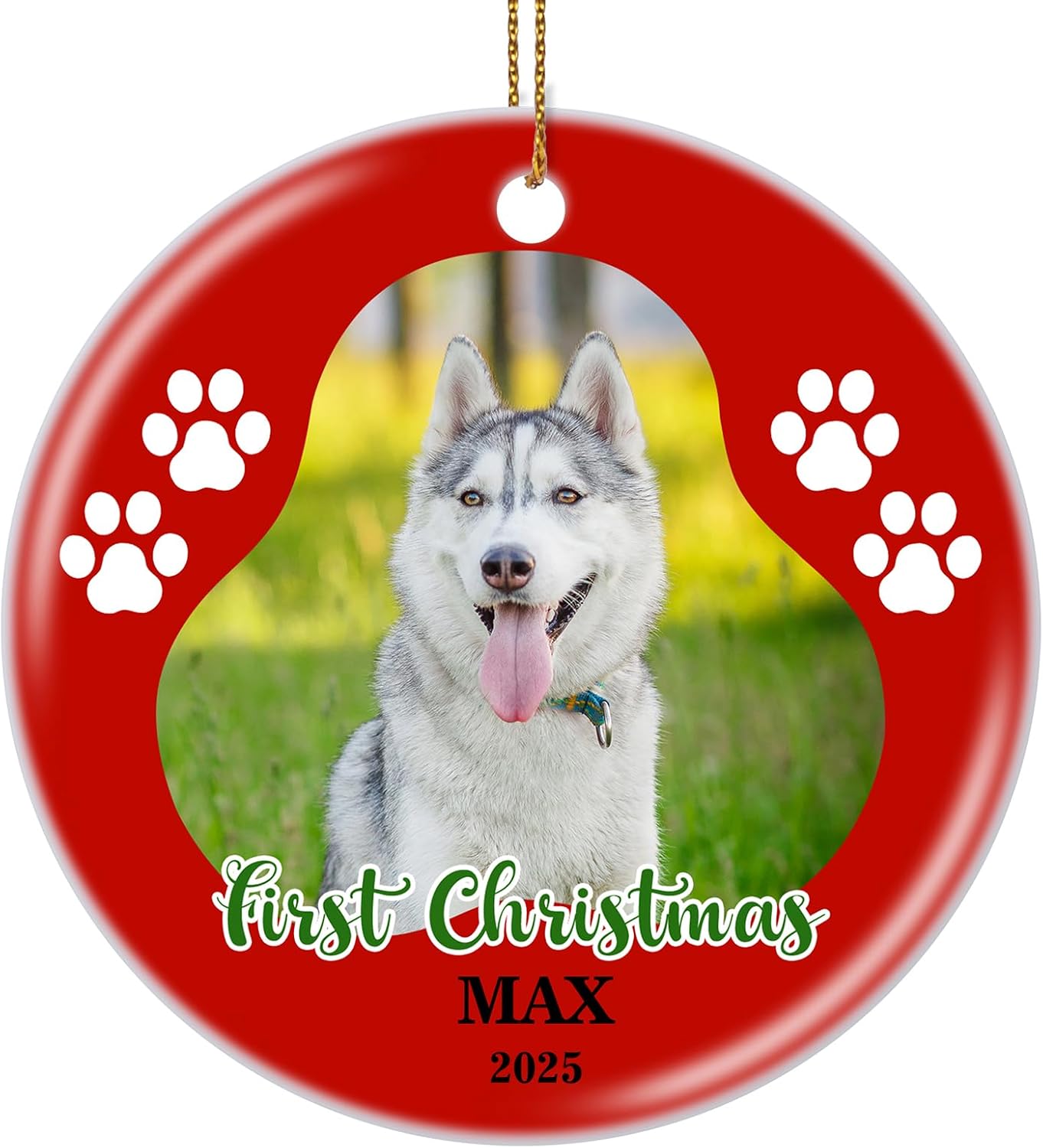 Valyria Personalized Christmas Ornament 2025 Custom Pet Memorial Gifts Photo Ornament Dog Cat First Christmas Ornaments Customized Xmas Tree Decorations Keepsake Gift for Dog Lovers, Pet Lovers