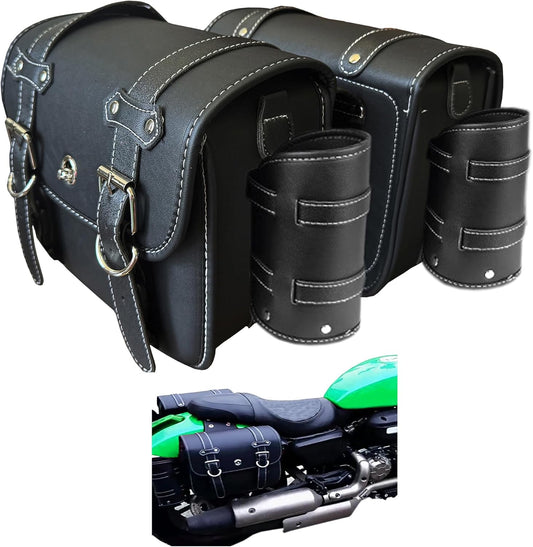 Motorcycle Saddlebags, Scooter Powersports Leather Saddle Bags Motorcycles, Softail Universal Throw Over Sportster Saddlebags 10.24x4.72x8.66 inches