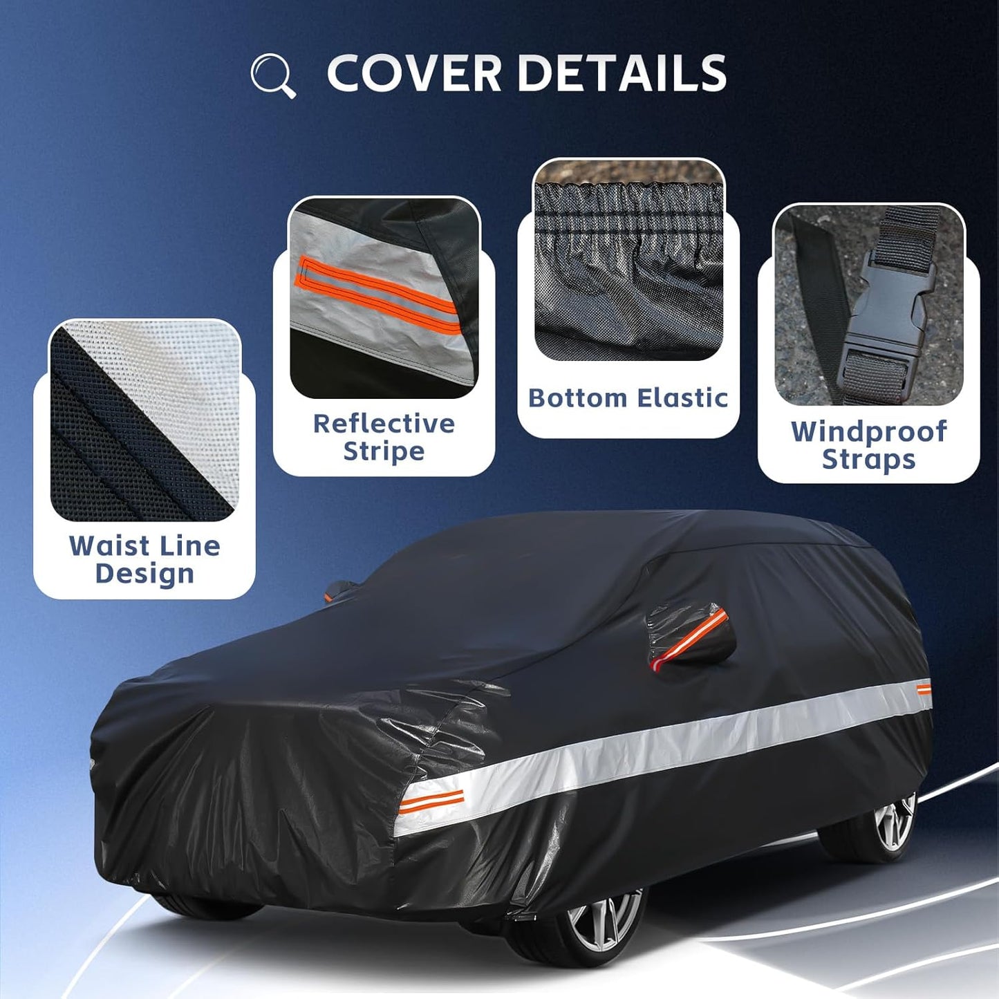 10 Layers SUV Car Cover Custom Fit for Lexus RX350 RX450 RX500(2015-2024) Waterproof All Weather for Automobiles, Outdoor Full Cover Sun UV Rain Protection with Cotton.Black