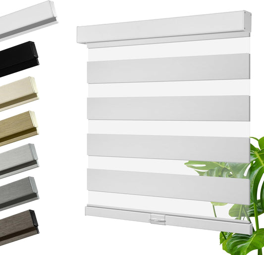 Cordless Zebra Blinds for Windows, Blackout Interior Blinds,Easy to Install,UV Protection,for Offices and Home,Custom Roller Shades, Solid White, 85" W x 88" H