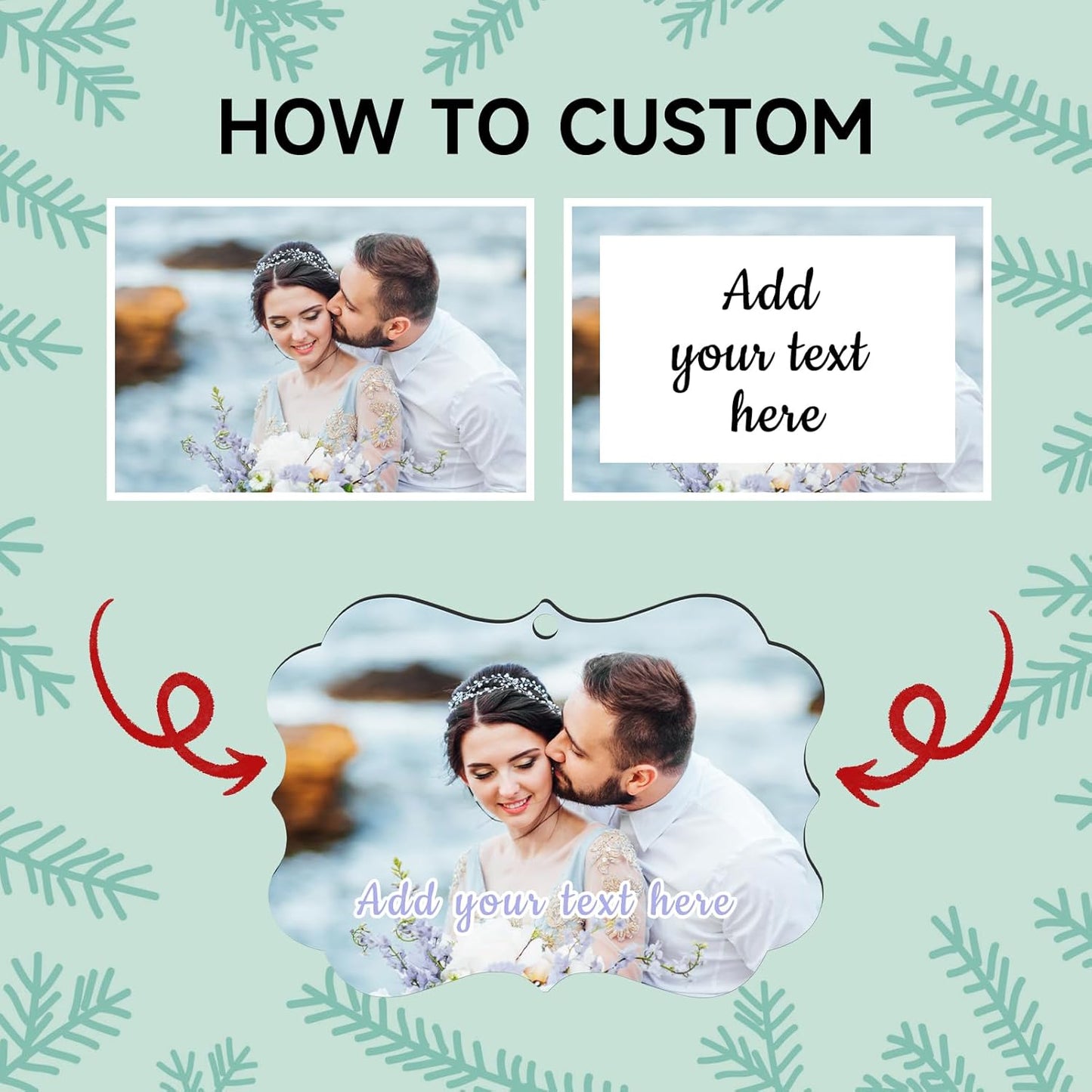 Valyria Personalized Christmas Ornaments 2025, Wood Custom Photo Text Hanging Ornament Customized Christmas Tree Decorations Gift for Family, Kids, Friends, Couples, Wedding