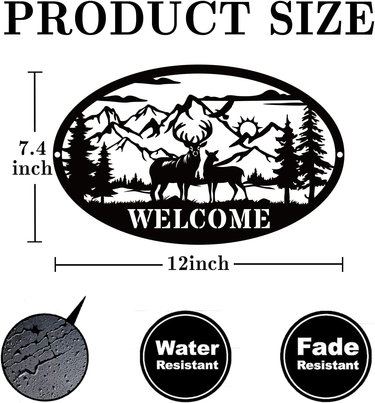 Rustic Metal Deer Cabin Sign, Outdoor Welcome Sign for Front Porch, Great Gift for Hunters, Farmhouse Cabin Decor