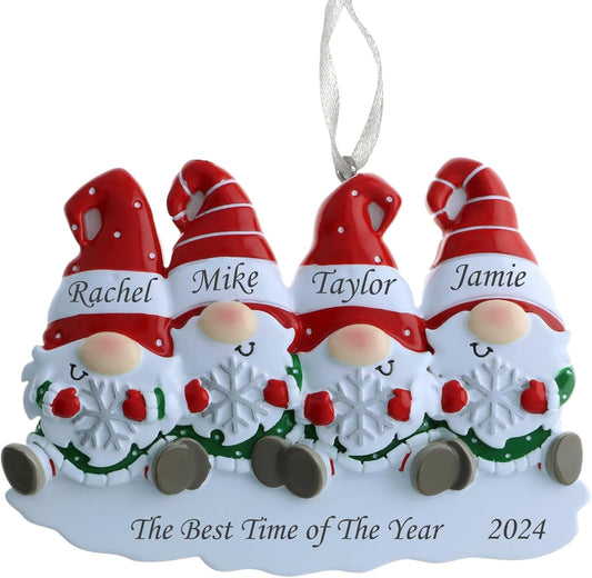 2025 Family Christmas Ornament – Personalized Ornament for Families – Custom Gnome Family Ornament – Holiday Tree Decoration Keepsake Gift (Family of 4)