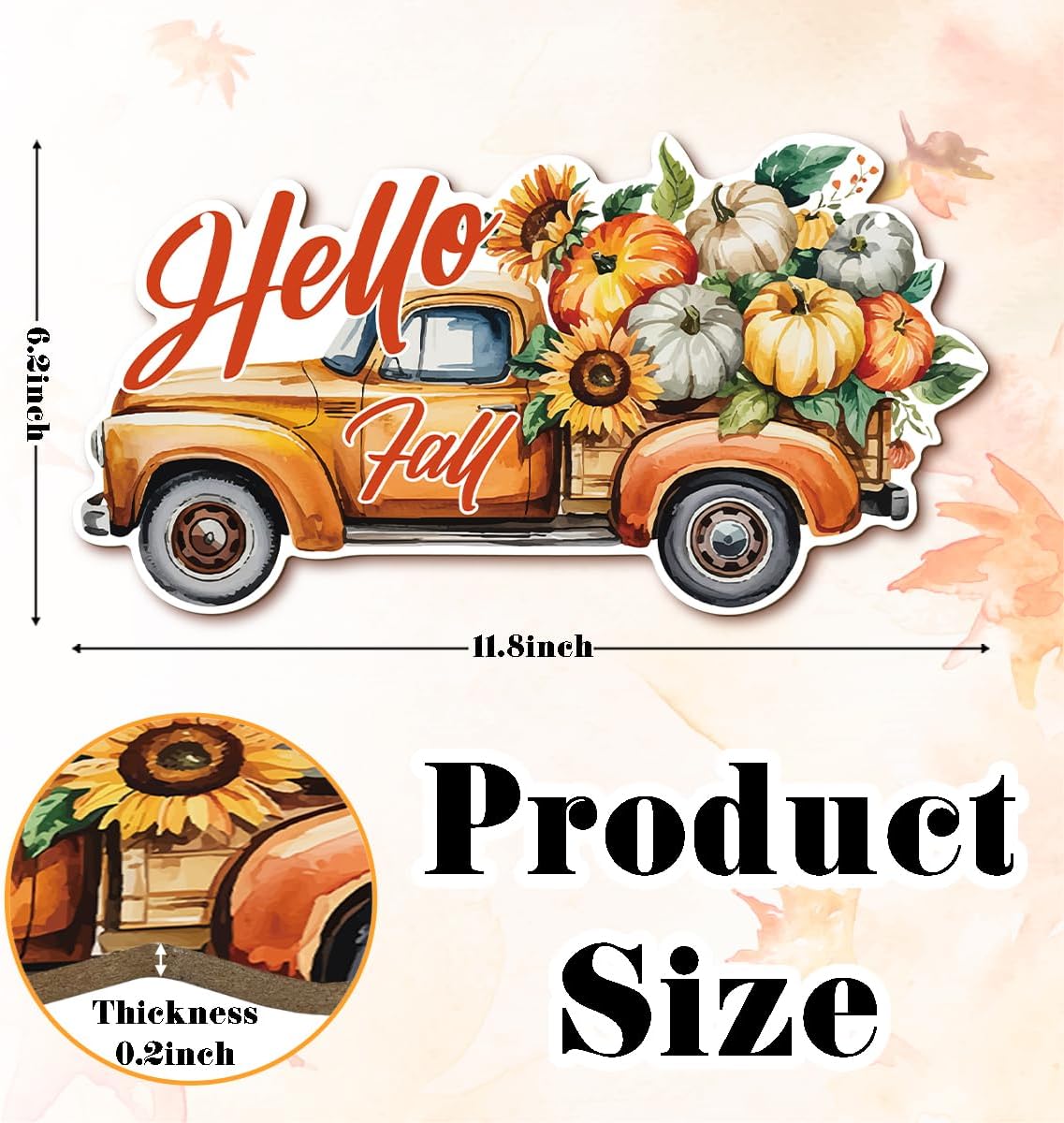 Hello Fall Wood Hanging Truck Decoration, Autumn Wooden Signs, Rustic Thanksgiving Decoration, Home Interior And Exterior Decor, Autumn Harvest Thanksgiving Home Decor