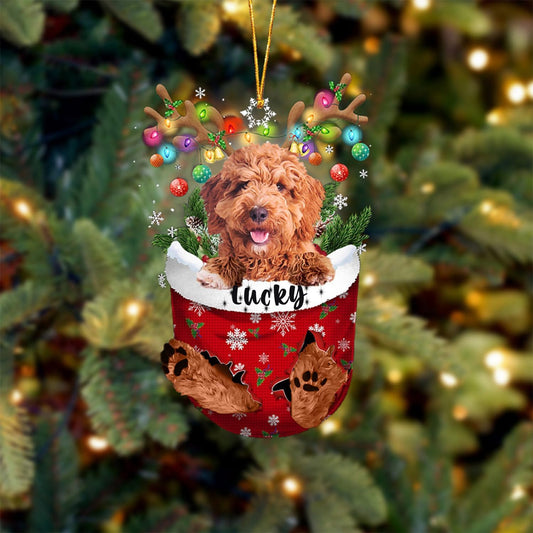 Irish Doodle Dog Christmas Ornament, Irish Doodle in Snow Pocket Christmas Tree Ornament, Dog Lovers Gift Idea Xmas Decor, Christmas Decorations for Tree, Christmas Ornament Gift for Dog Lovers