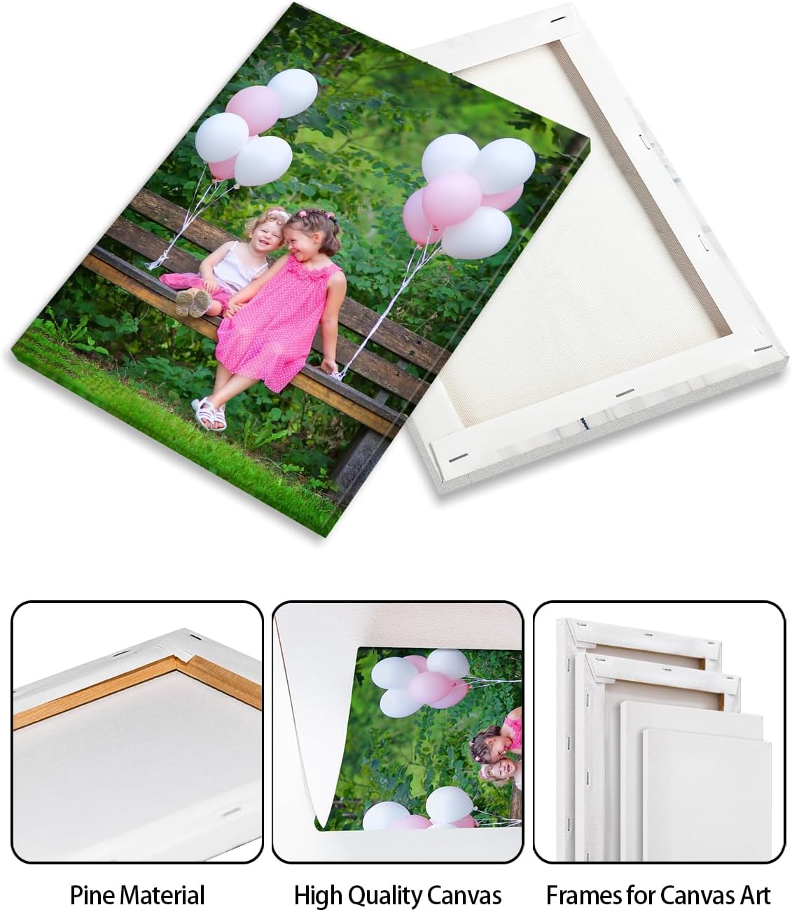 AbcCustomize Canvas Prints with Your Photos, Personalized Photo To Canvas Print for Bedroom, Living Room, Farmhouse Office Decor,Custom Canvas Wall Art for Gifts & Keepsakes, Ready to Hang