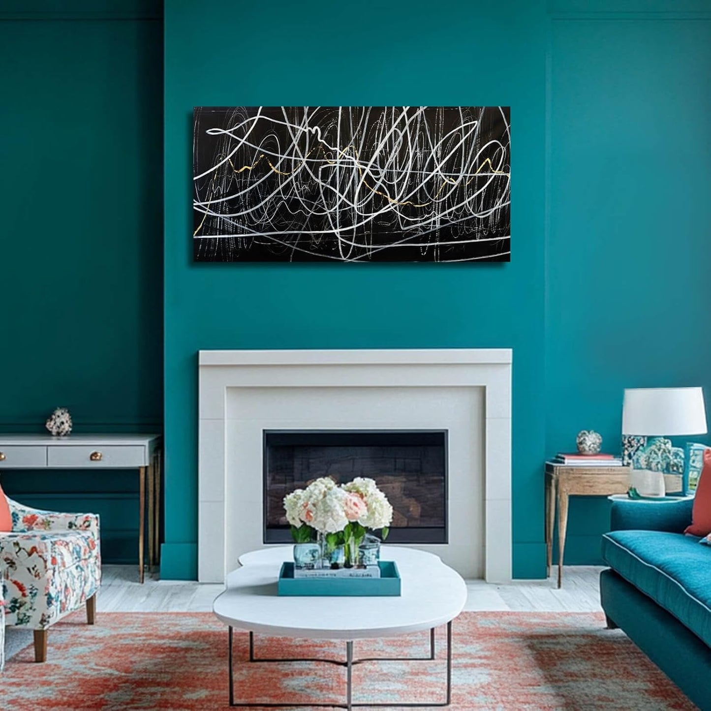 CHUDANHAO Minimalist Canvas Wall Art for Living Room Pictures Wall Decor Graffiti Home Decor Black And White Print Art Abstract Wall Paintings 24"x48"